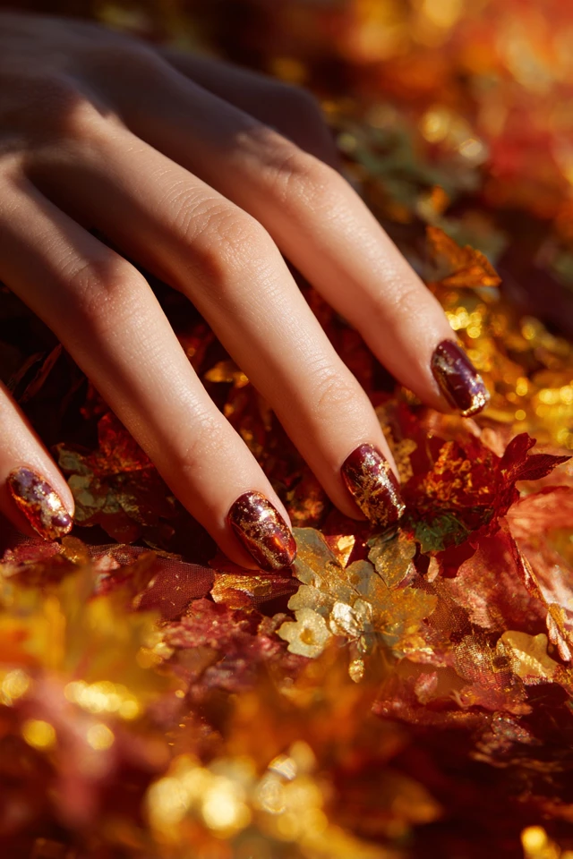 Amber Autumn Charm Nails - photo 2
