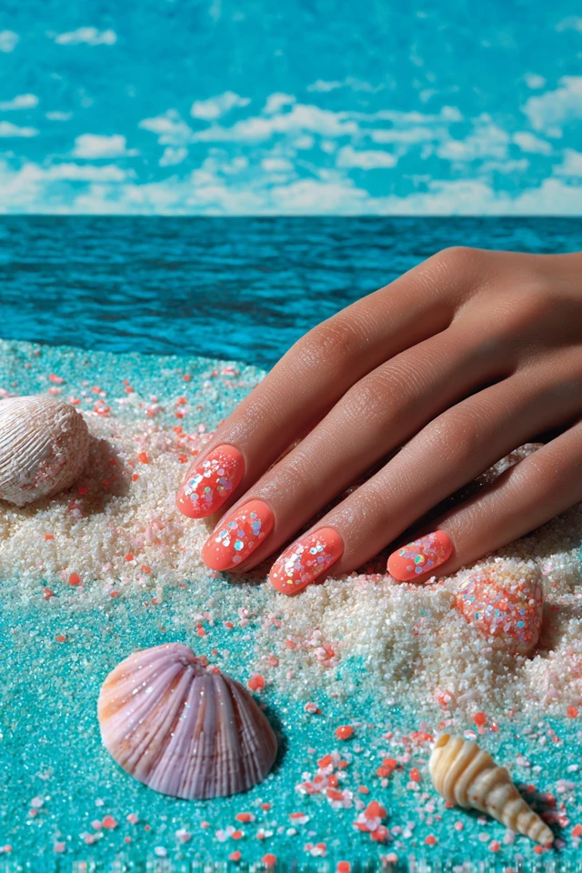 Coral Summer Charm Nails - photo 3