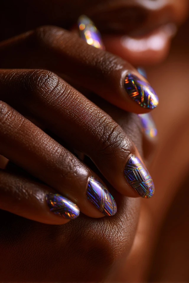 Stellar Rainbow Holo Film Design Nails - photo 3