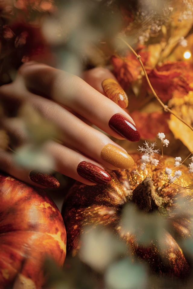 Foliage Fall Symphony Nails - photo 3