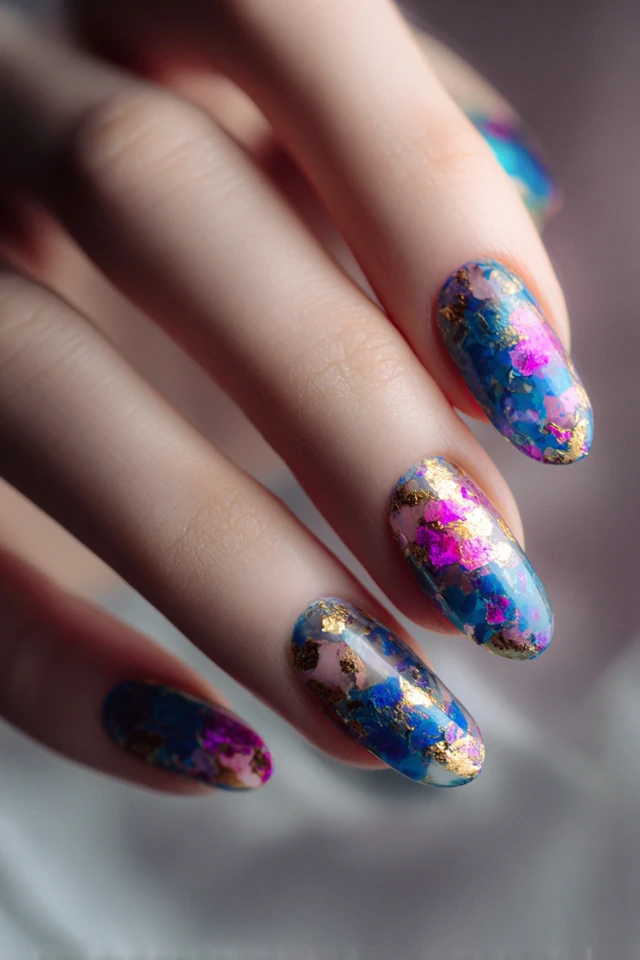 Dreamy Grunge Foil Design Nails - photo 3