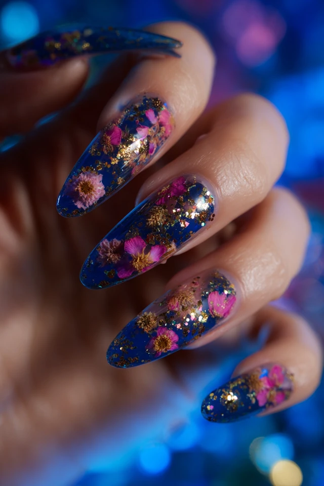 Epic Dried Flower Encapsulation Design Nails - photo 3