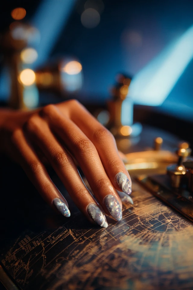 Galactic Marble Water Artistry Nails - photo 3