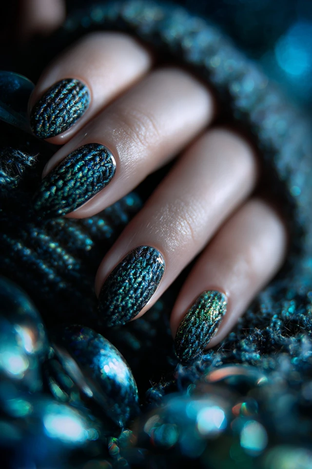 Magnetic Sweater Texture Glam Nails - photo 3