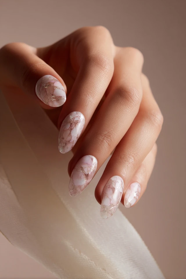 Refined Blooming Marble Design Nails - photo 3