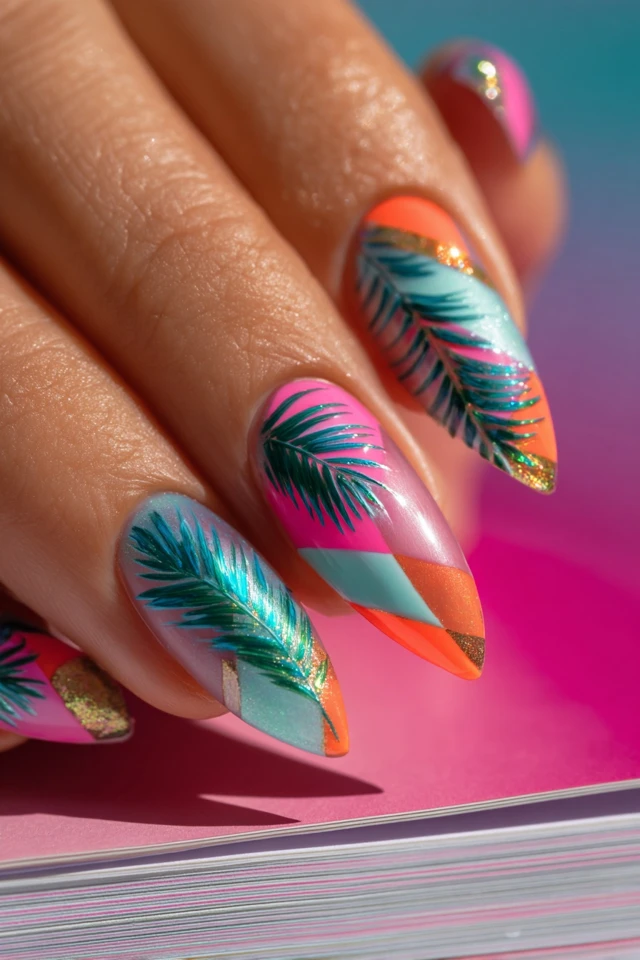 Miami Neon Design Nails - photo 3