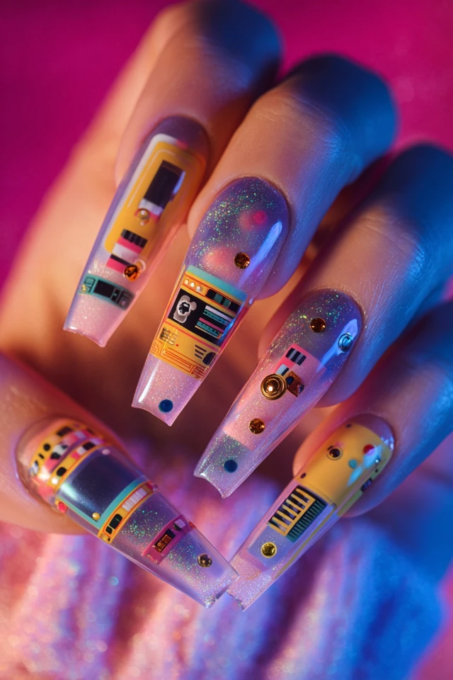 Electric Pop Look Nails - photo 3
