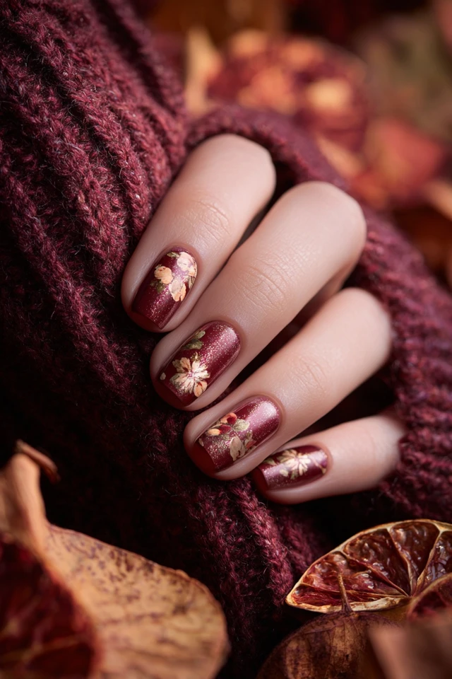 Cranberry Autumn Dream Nails - photo 3