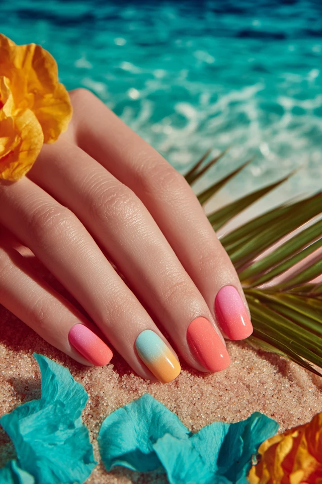 Coral Summer Vibes Nails - photo 3
