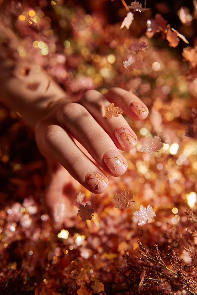Amber Autumn Charm Nails - photo 3