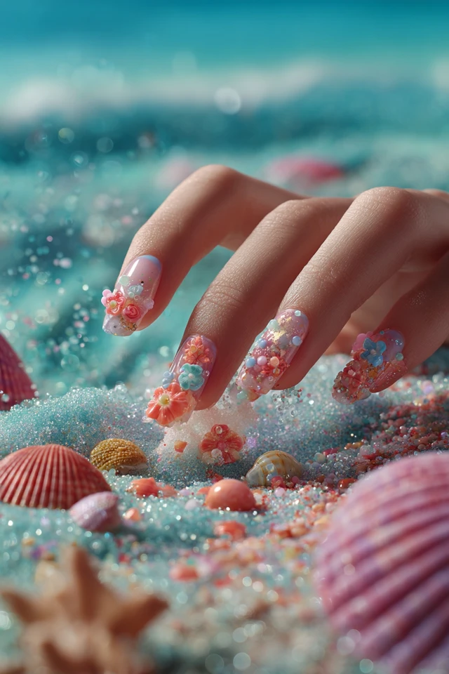 Coral Summer Charm Nails - photo 4
