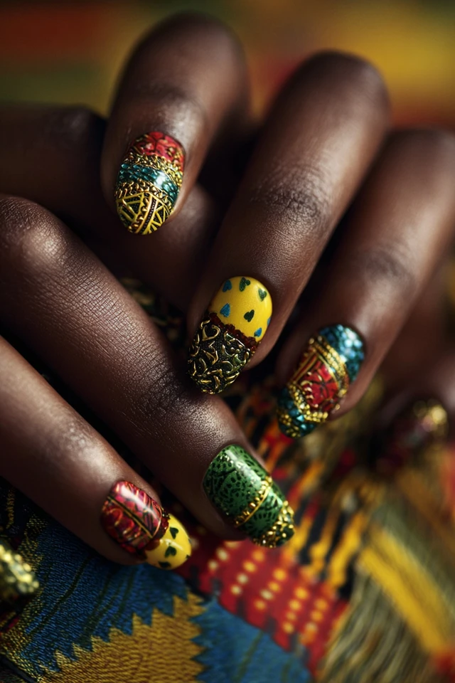 Vivid Kwanzaa Design Nails - photo 3