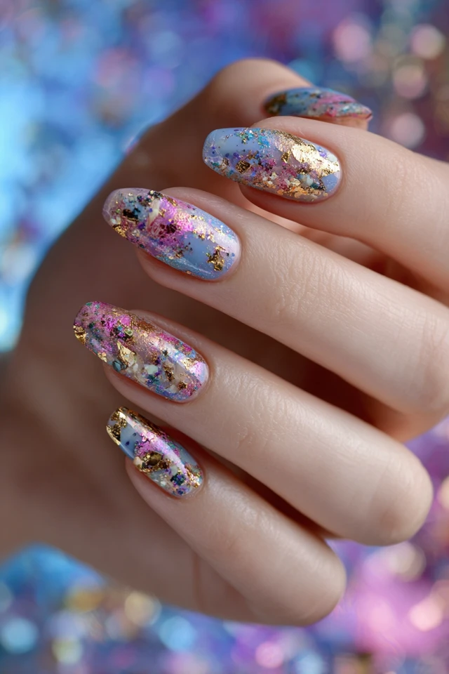Dreamy Grunge Foil Design Nails - photo 4