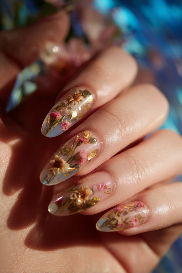 Epic Dried Flower Encapsulation Design Nails - photo 4