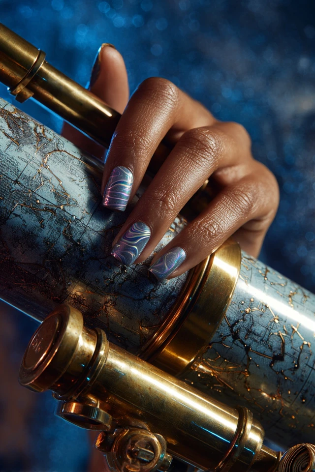 Galactic Marble Water Artistry Nails - photo 4