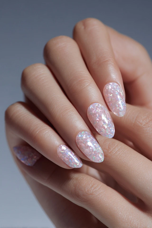 Chic Iridescent Flake Design Nails - photo 4