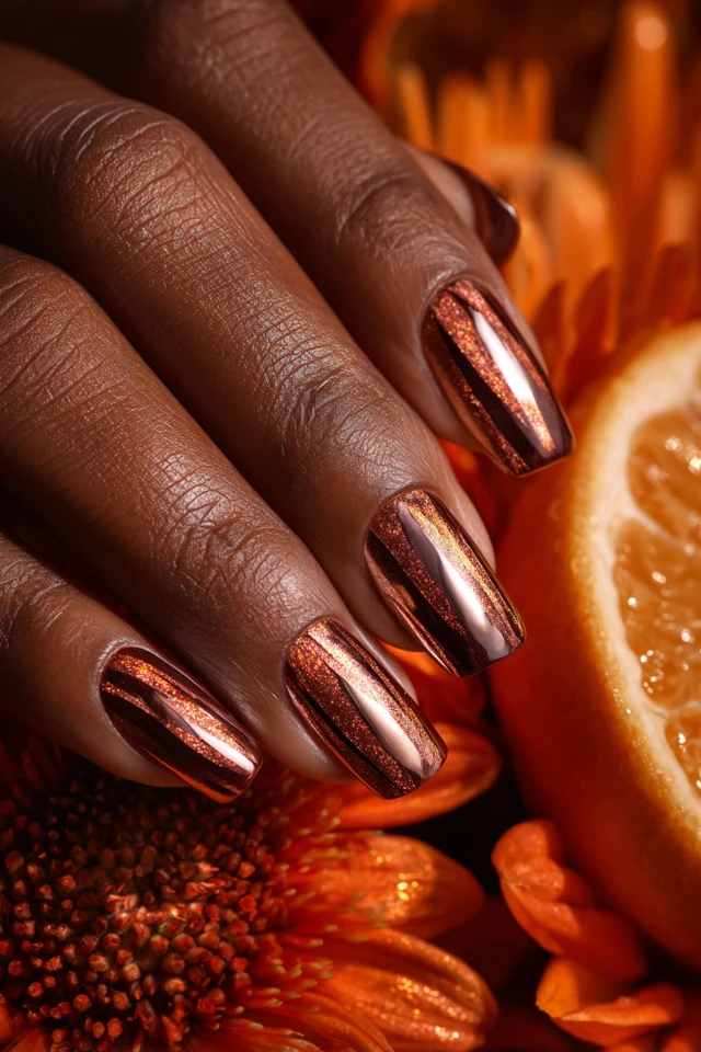 Copper Glow Design Nails - photo 4