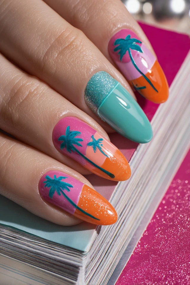 Miami Neon Design Nails - photo 4