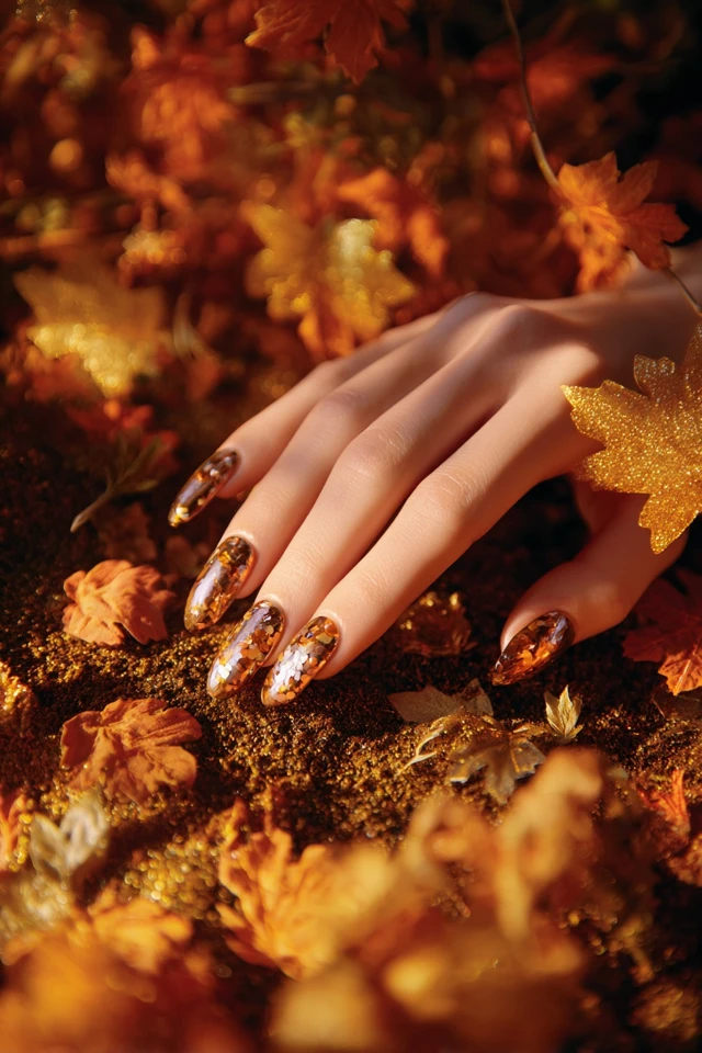 Amber Autumn Charm Nails - photo 4
