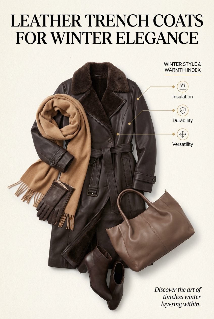 Leather Trench Coats For Winter Elegance - photo 3