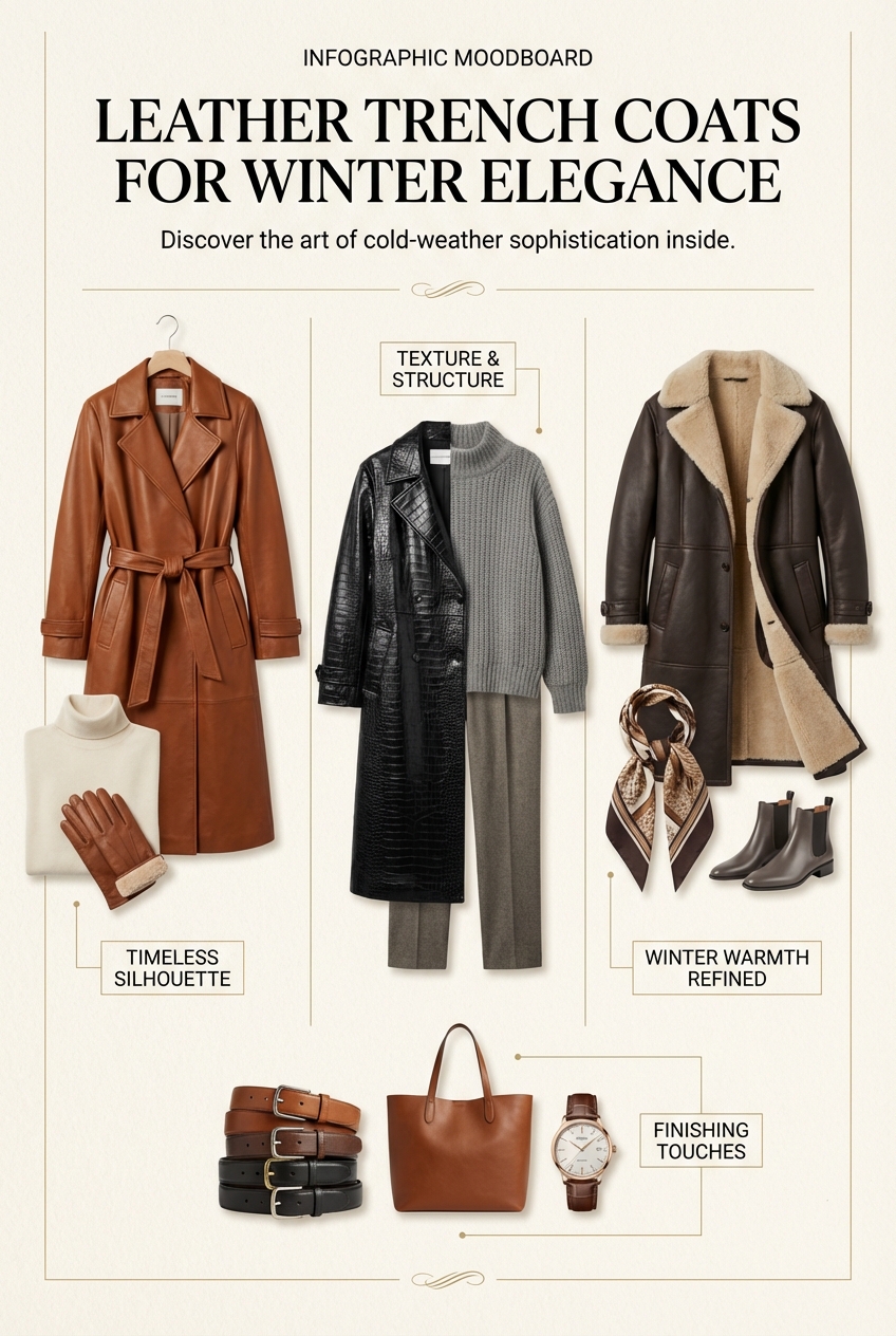 Leather Trench Coats For Winter Elegance - photo 4