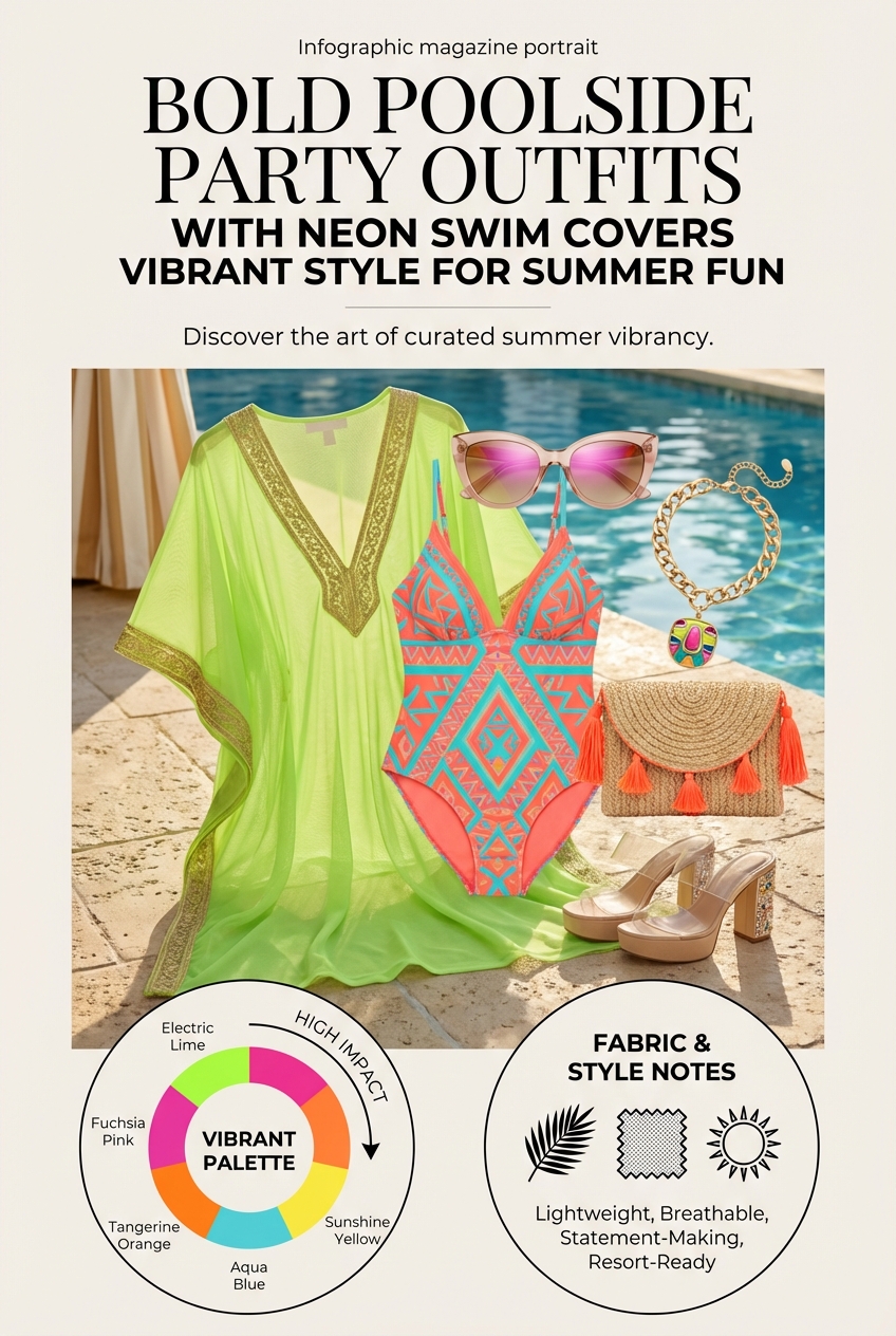 Bold Poolside Party Outfits With Neon Swim Covers Vibrant Style For Summer Fun - photo 3