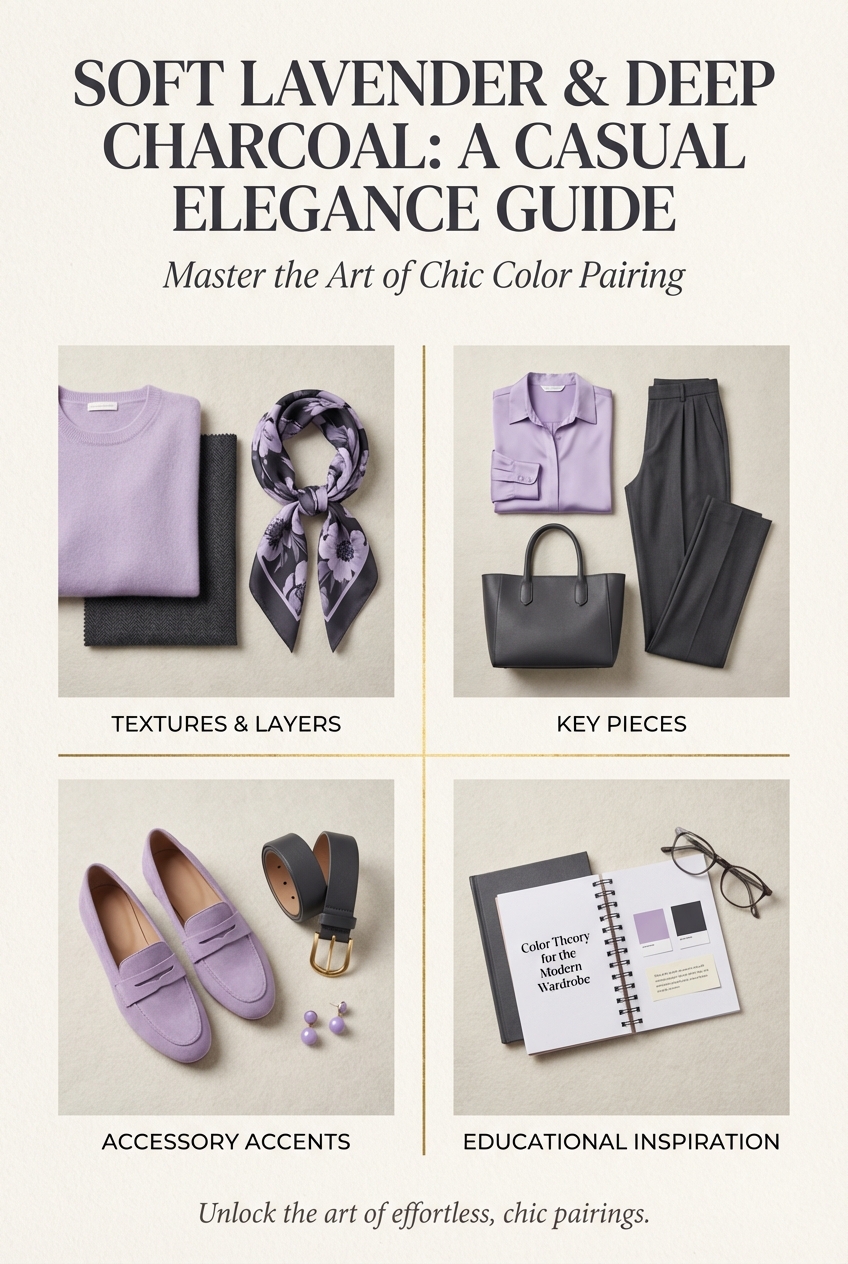 Mixing Soft Lavender And Deep Charcoal In Casual Looks - photo 4