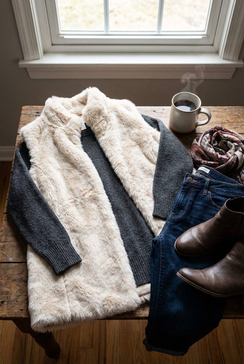 Fluffy Faux Fur Vests For Transitional Cool Evenings