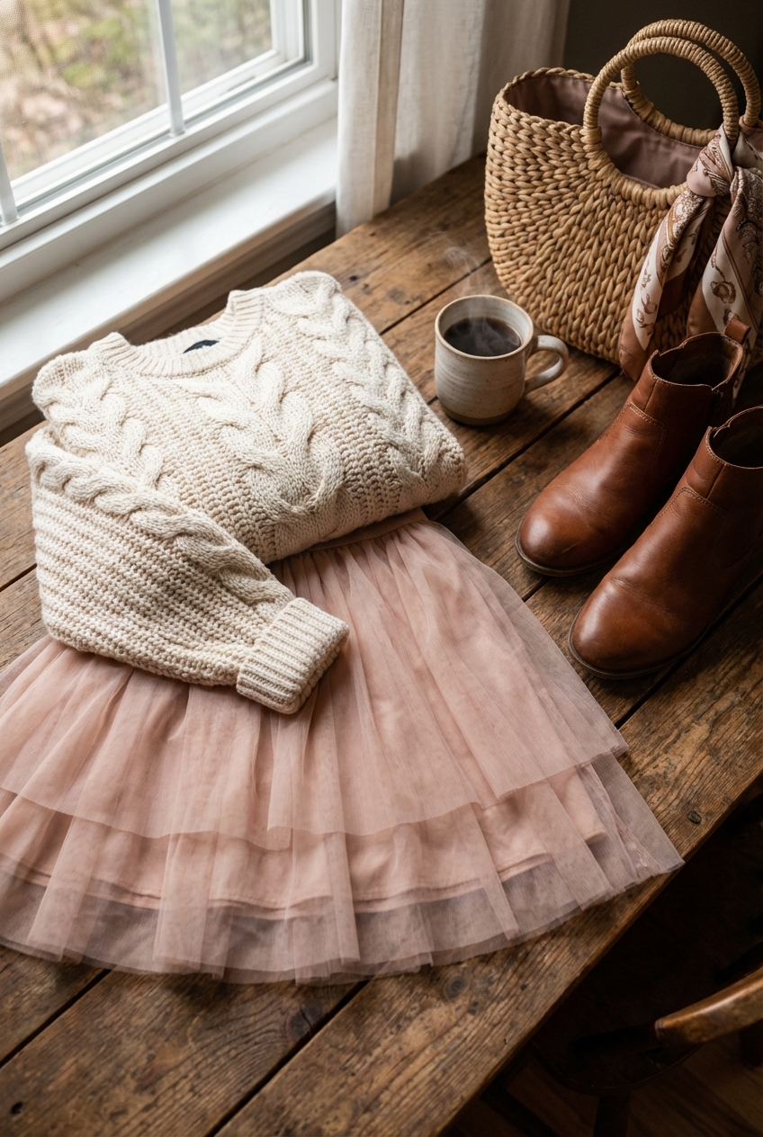 How To Layer Chunky Knits With Tulle Skirts A Perfect Blend Of Cozy And Chic