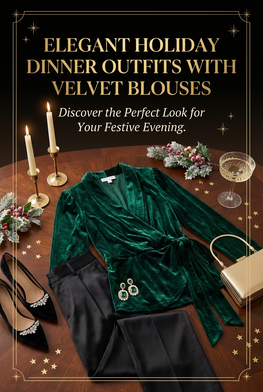 Elegant Holiday Dinner Outfits With Velvet Blouses - photo 2