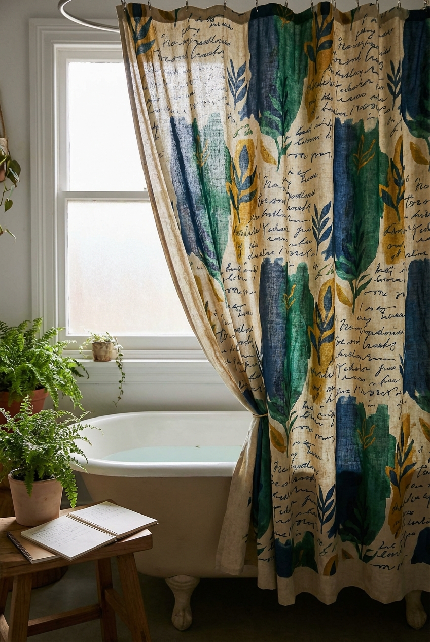 8 Poetcore Shower Curtain Ideas with an Editorial Finish
