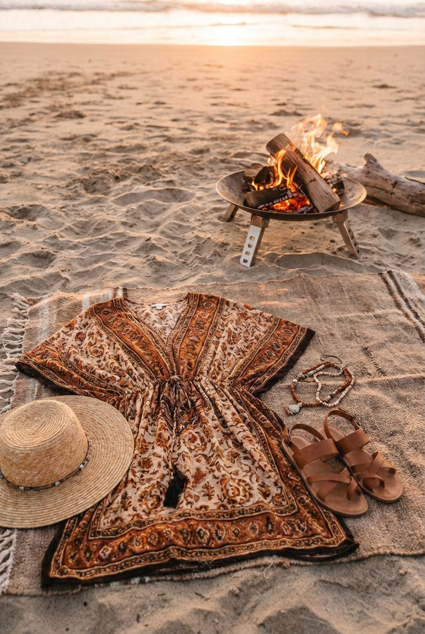 Effortless Beach Bonfire Looks With Flowy Kaftans Bohemian Elegance By The Shore