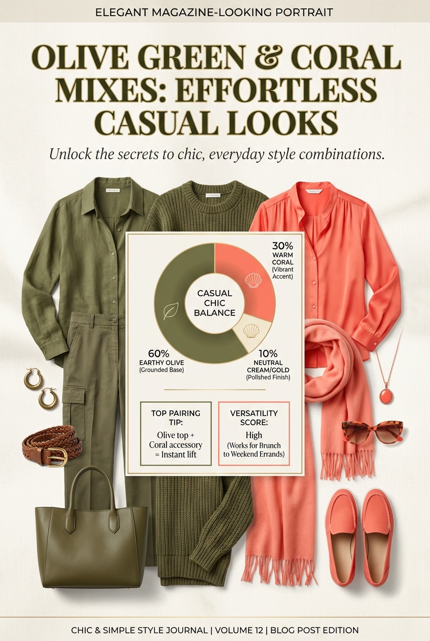 Olive Green And Coral Mixes For Effortless Casual Looks - photo 3