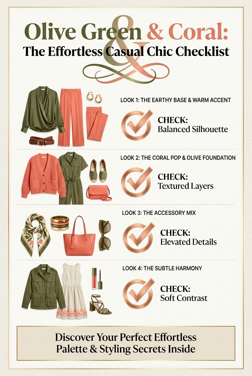 Olive Green And Coral Mixes For Effortless Casual Looks - photo 5