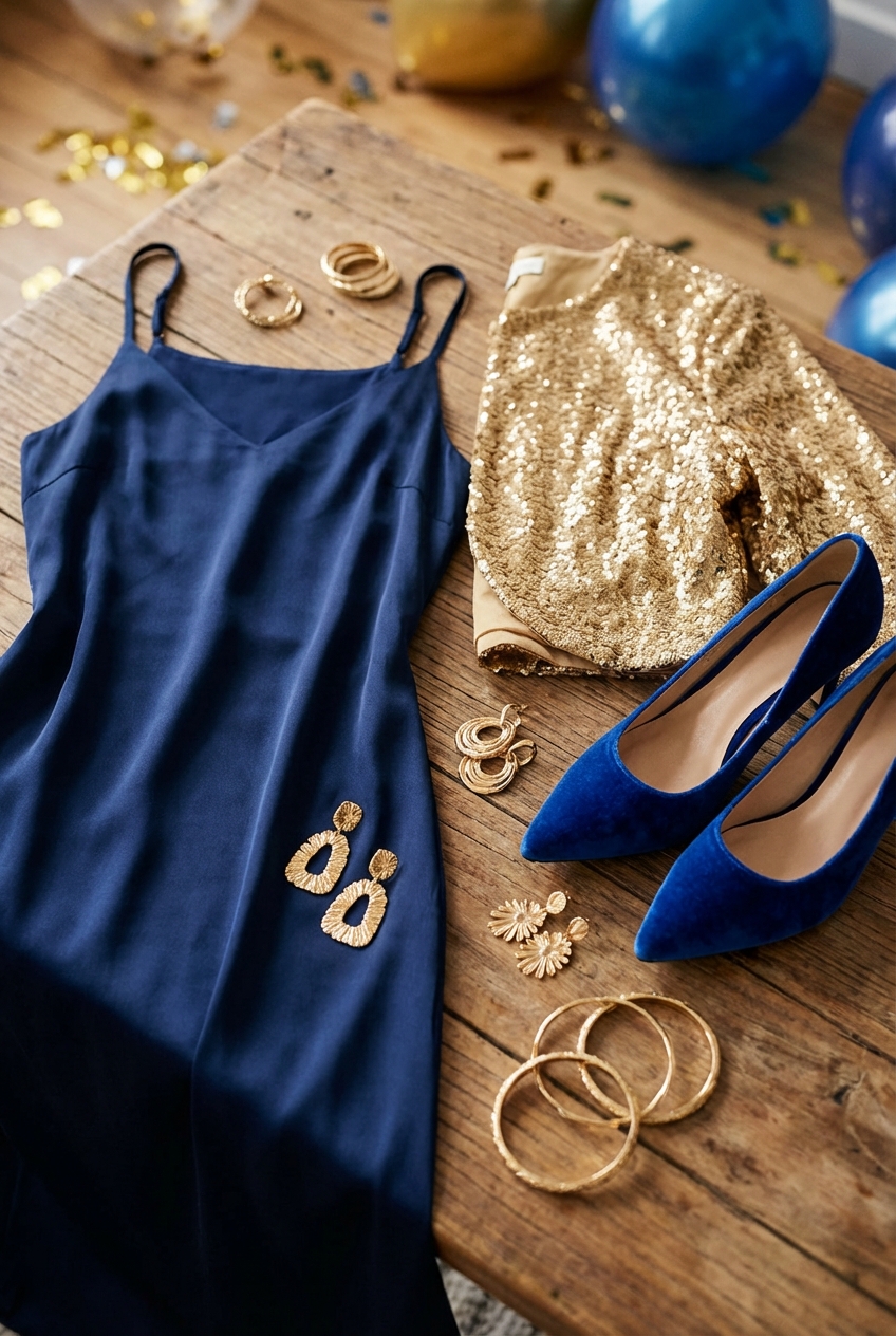 Stunning Blue And Gold Pairings For Party Dresses