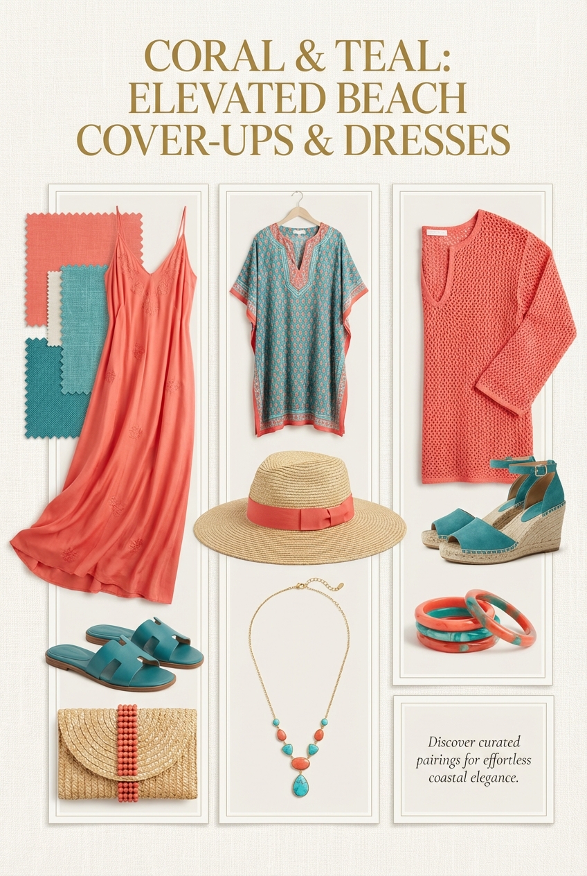 Coral And Teal Combos For Beach Cover Ups And Dresses - photo 4