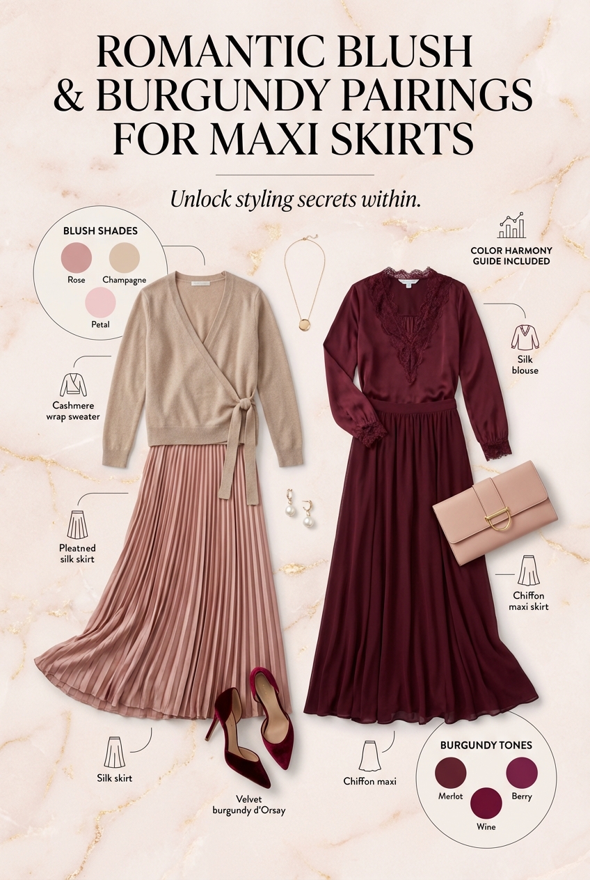 Romantic Blush And Burgundy Pairings For Maxi Skirts - photo 3
