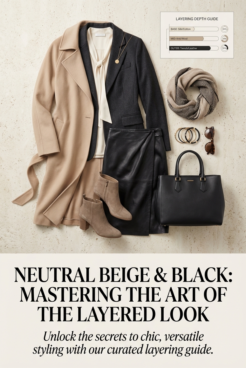 Neutral Beige And Black Color Ideas For Layered Looks - photo 3