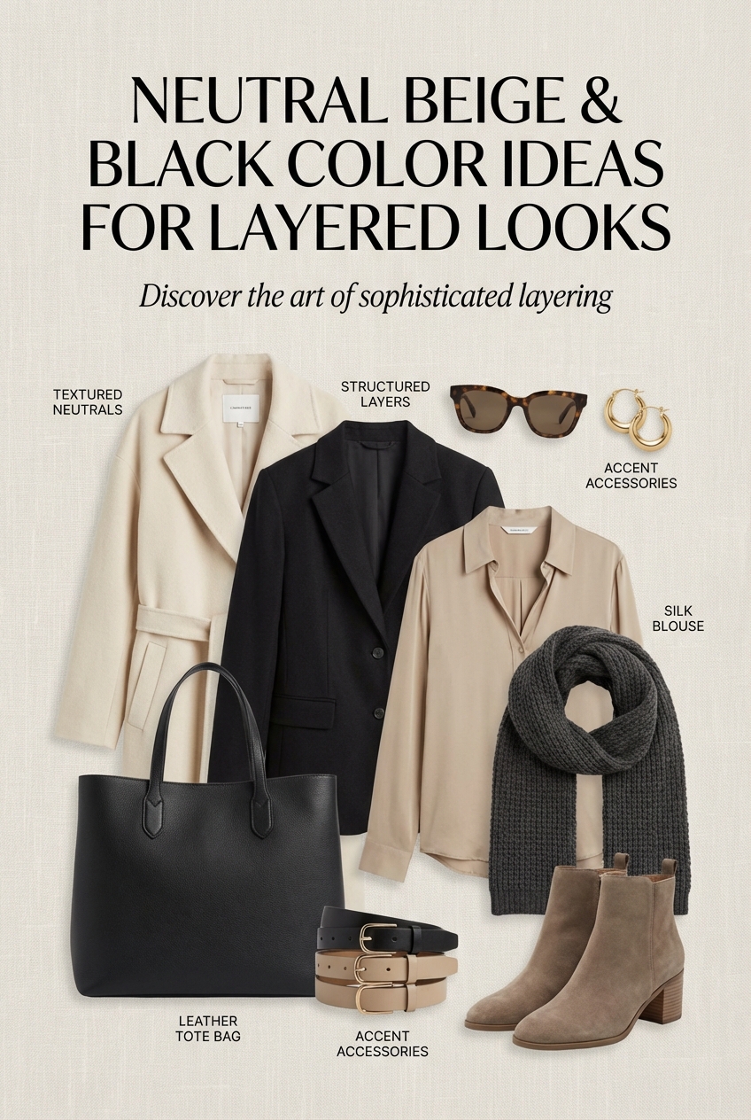 Neutral Beige And Black Color Ideas For Layered Looks - photo 4