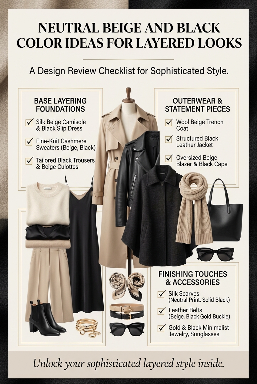 Neutral Beige And Black Color Ideas For Layered Looks - photo 5