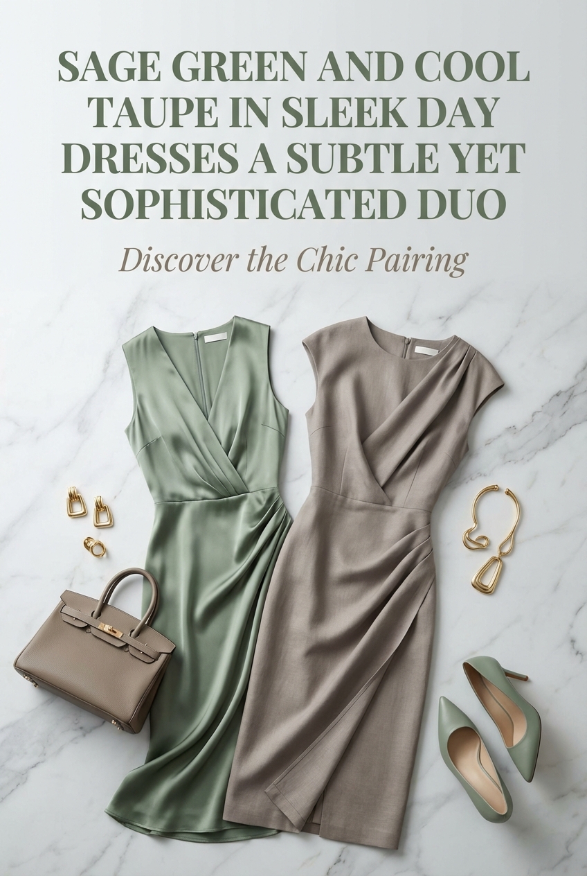 Sage Green And Cool Taupe In Sleek Day Dresses A Subtle Yet Sophisticated Duo - photo 2