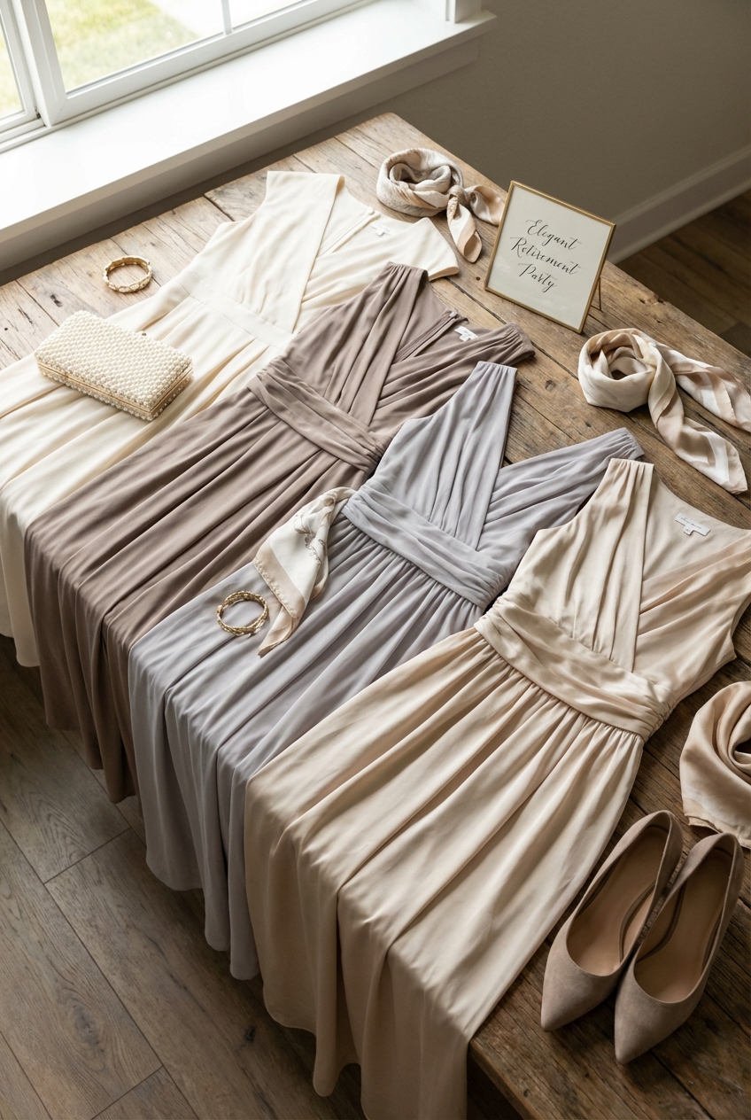 Elegant Retirement Party Dresses With Neutral Tones