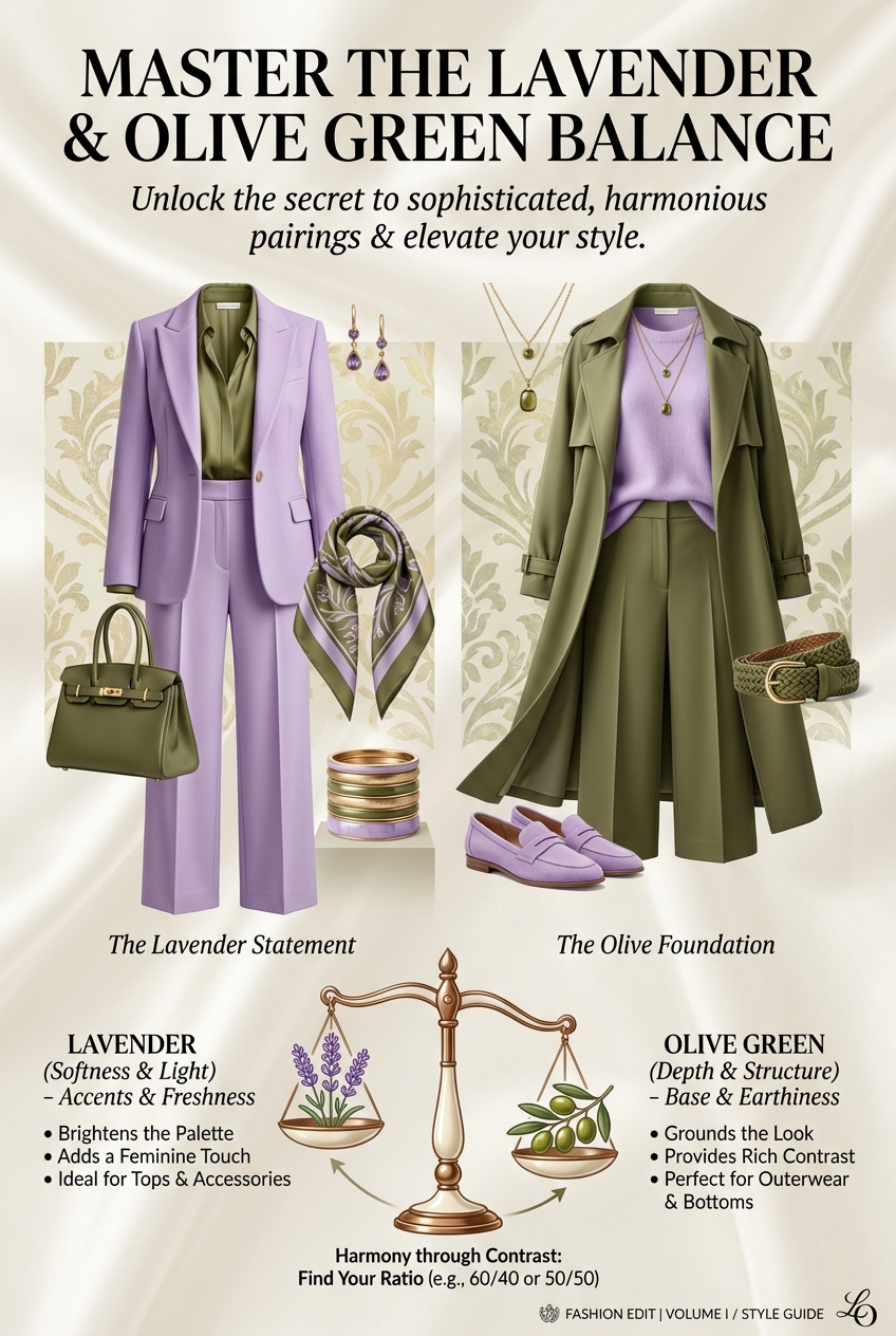 How To Mix Lavender And Olive Green For Balanced Looks - photo 3
