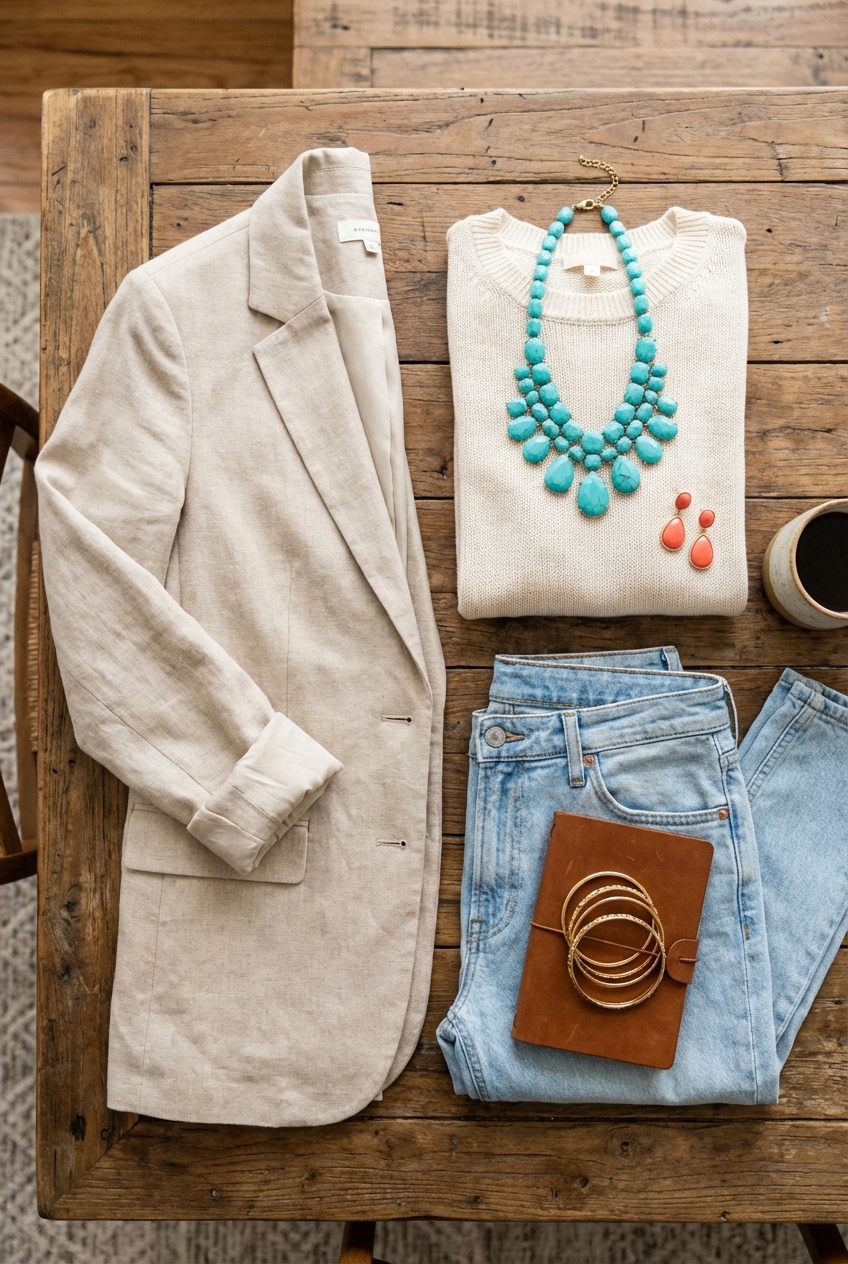 How To Style Bold Color Jewelry With Neutral Outfits