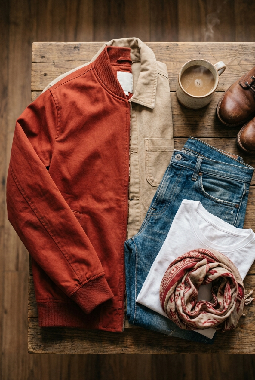 How To Rock Fiery Red And Soft Beige In Casual Jackets