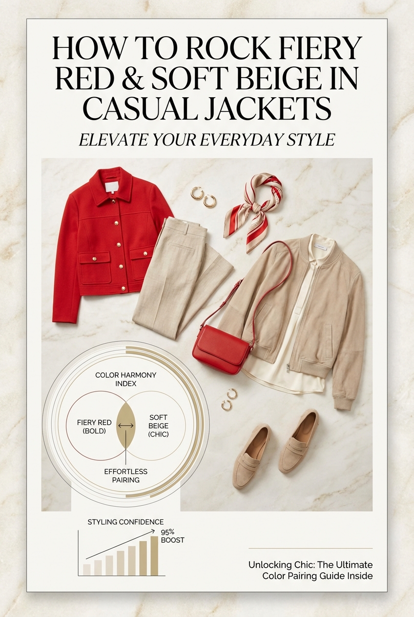 How To Rock Fiery Red And Soft Beige In Casual Jackets - photo 3