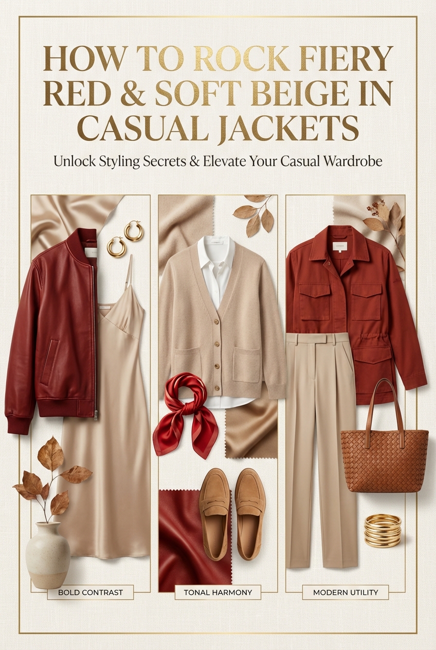 How To Rock Fiery Red And Soft Beige In Casual Jackets - photo 4