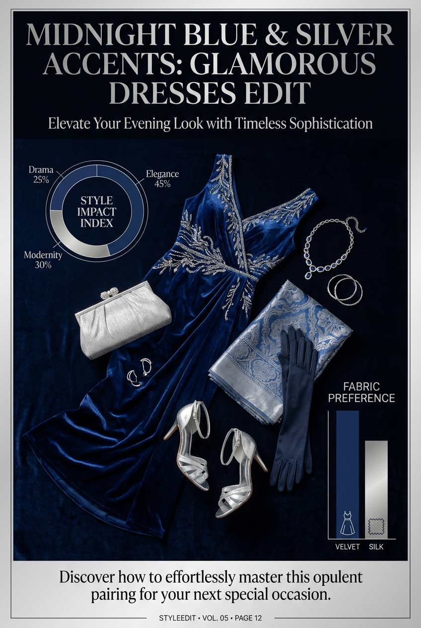 Midnight Blue And Silver Accents In Glamorous Dresses - photo 3