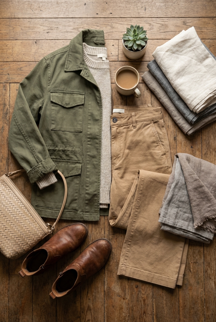 How To Pair Olive Green Jackets With Neutral Tones