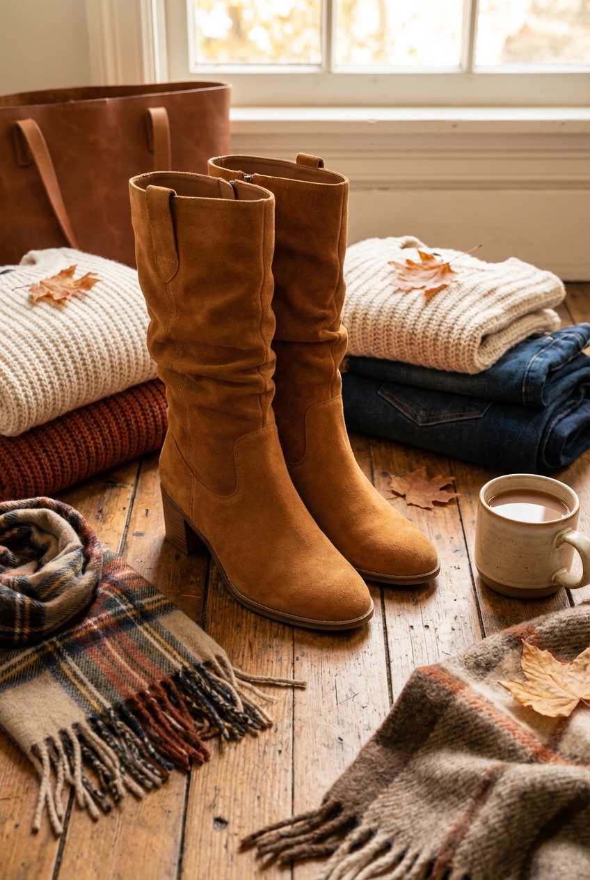 Slouchy Suede Boots For Fall Casual Looks